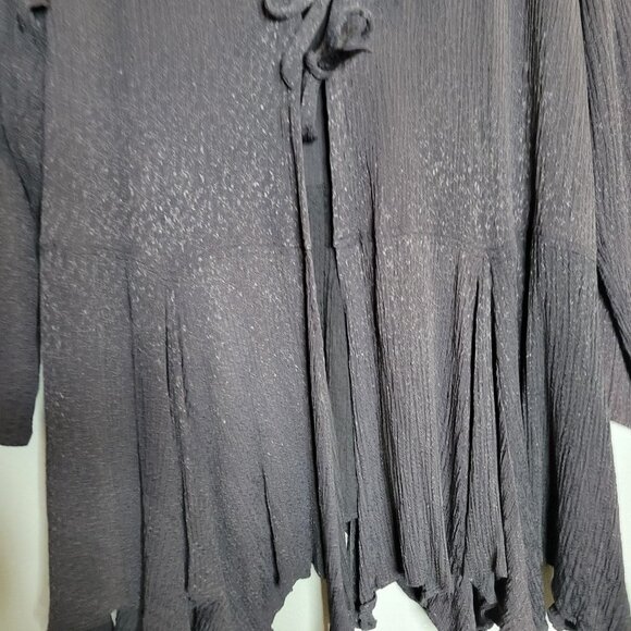 Y2K Whimsygoth Witchy  Fairy Grunge Goth Women's Black 3/4 Sleeve Tie Cardigan - Picture 4 of 7